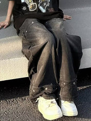 Loose Versatile Hip-Hop Straight Leg Cargo Jeans