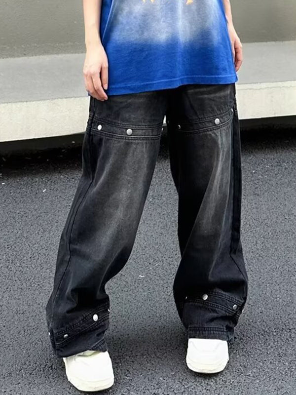 Loose Versatile Hip-Hop Straight Leg Cargo Jeans