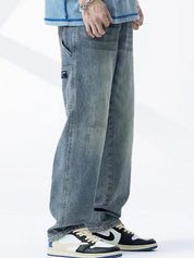 Washed High Street Straight Loose Fit Cargo Jeans