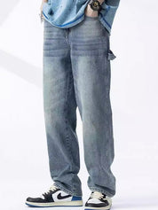 Washed High Street Straight Loose Fit Cargo Jeans