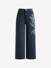 American Retro High Street Wide Legs Boyfriend Jeans