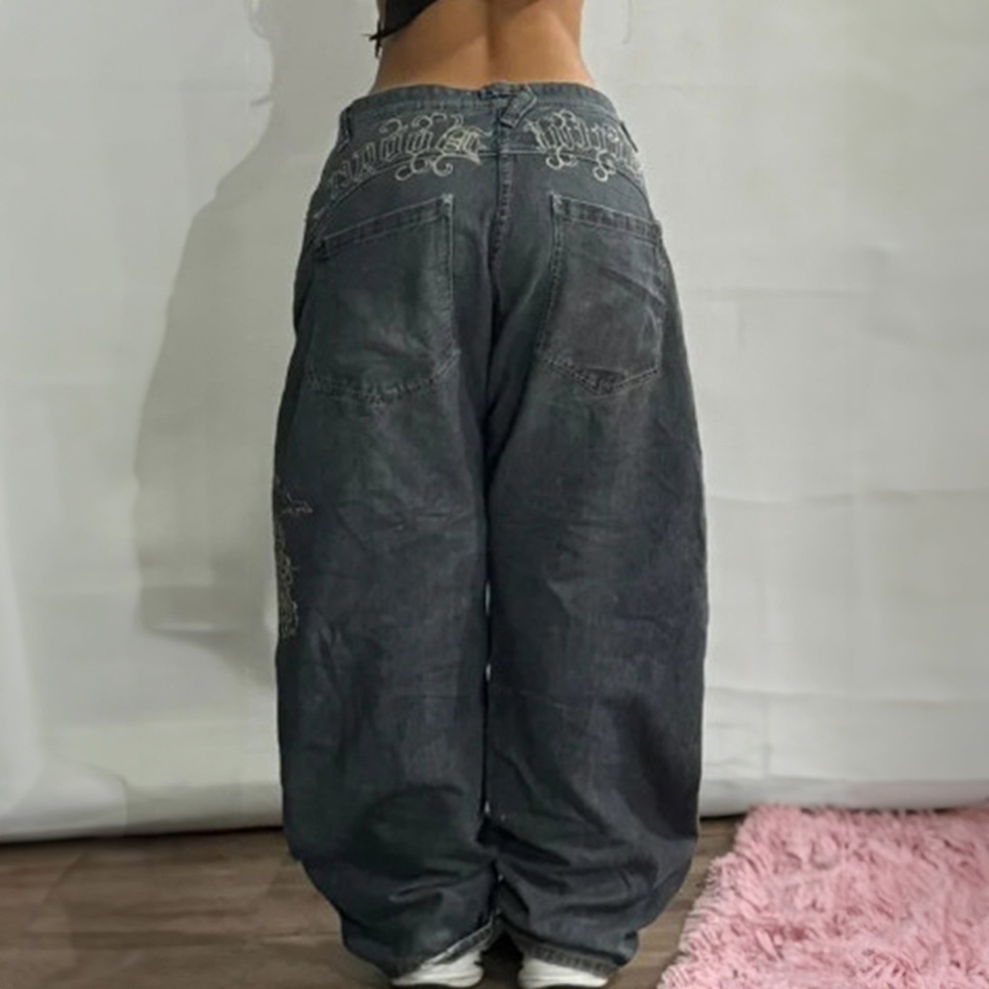 American Retro High Street Wide Legs Boyfriend Jeans