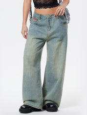 American Retro Distressed Washed Boyfriend Jeans