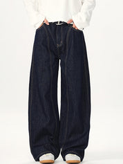 Simple Original Cow Color Scimitar Loose Jeans