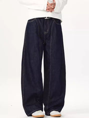 Simple Original Cow Color Scimitar Loose Jeans
