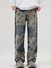 Mosaic Chess Card Grid Loose Jeans