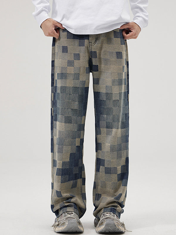 Mosaic Chess Card Grid Loose Jeans