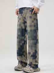Mosaic Chess Card Grid Loose Jeans