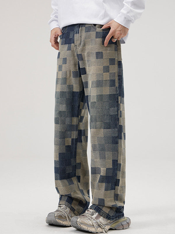 Mosaic Chess Card Grid Loose Jeans