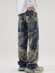 Mosaic Chess Card Grid Loose Jeans
