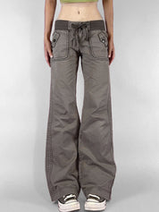 Threaded Drawstring Waistband Boyfriend Jeans