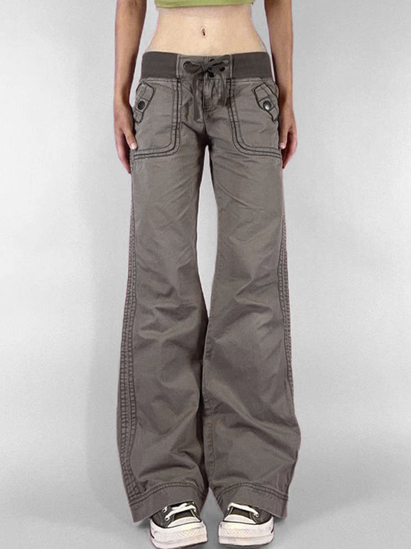 Threaded Drawstring Waistband Boyfriend Jeans
