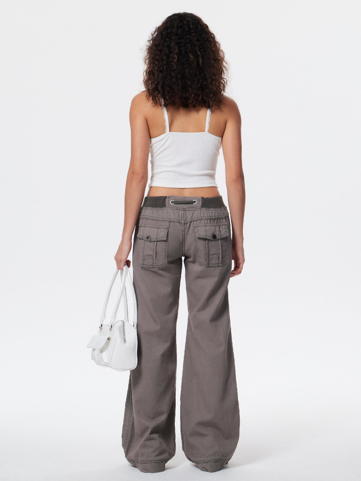 Threaded Drawstring Waistband Boyfriend Jeans