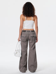 Threaded Drawstring Waistband Boyfriend Jeans