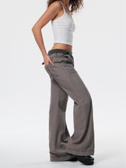 Threaded Drawstring Waistband Boyfriend Jeans