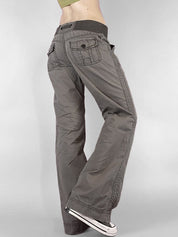 Threaded Drawstring Waistband Boyfriend Jeans