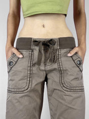 Threaded Drawstring Waistband Boyfriend Jeans