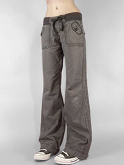 Threaded Drawstring Waistband Boyfriend Jeans