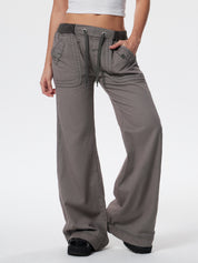 Threaded Drawstring Waistband Boyfriend Jeans