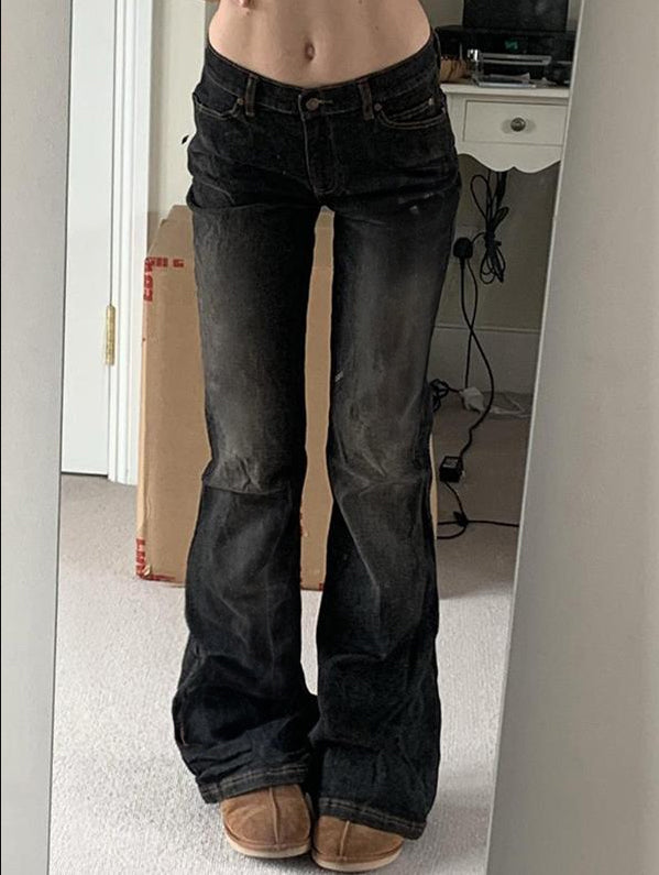 Floral Embroidery Slim Fit Flare Jeans