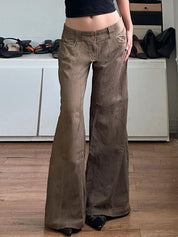 American Retro Low Waist Split Flare Jeans