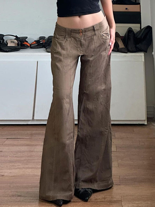 American Retro Low Waist Split Flare Jeans