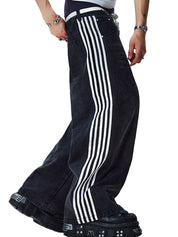 American Retro Street Stripes Loose Jeans