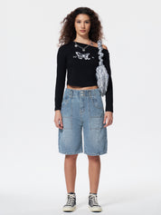 Personalized Pocket Denim Shorts
