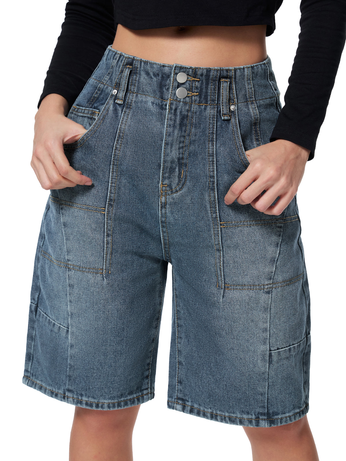 Personalized Pocket Denim Shorts
