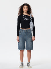 Personalized Pocket Denim Shorts