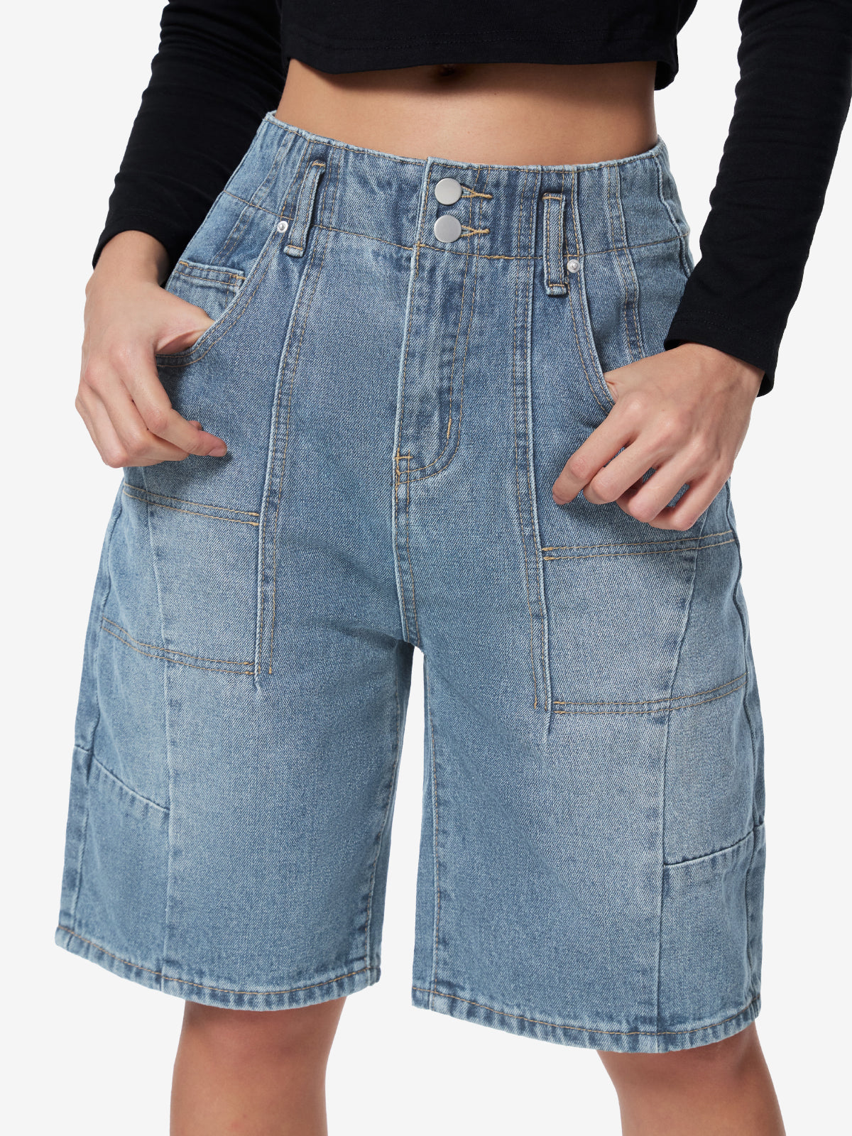 Personalized Pocket Denim Shorts