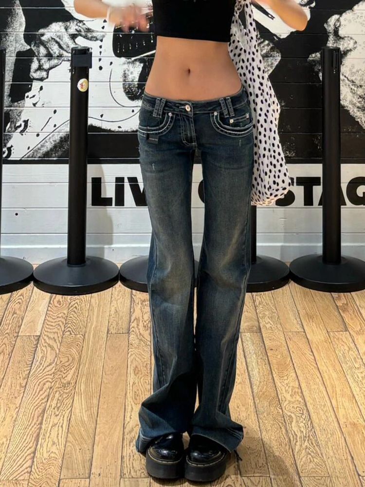 Low-Rise Stretch Flare Jeans