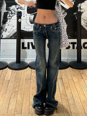 Low-Rise Stretch Flare Jeans