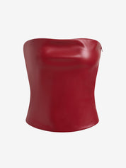 Irregular Leather Bandeau Top
