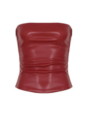 Irregular Leather Bandeau Top