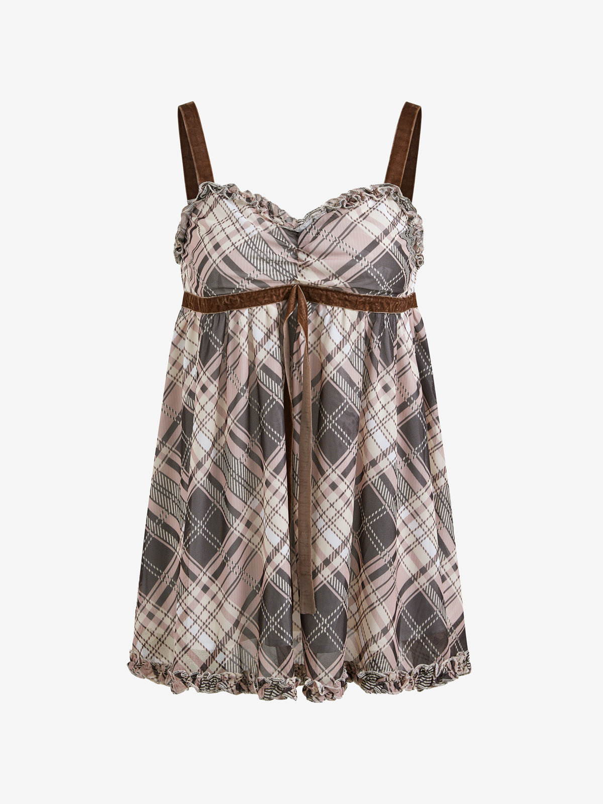 Bow Tie Plaid Suspenders Cami Top
