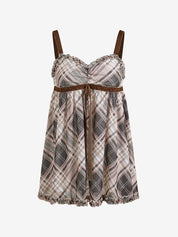 Bow Tie Plaid Suspenders Cami Top