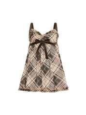 Bow Tie Plaid Suspenders Cami Top
