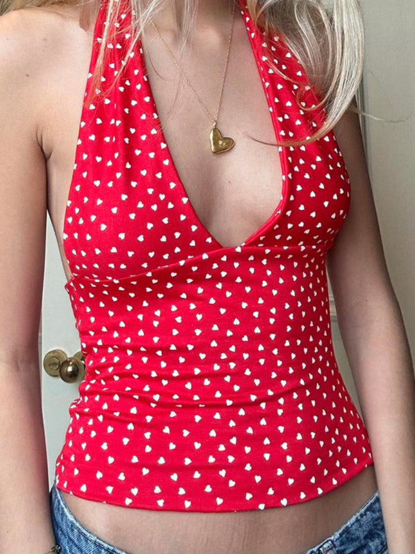 Clashing Colours Hanging Neck Lace Up Halter Vest
