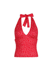 Clashing Colours Hanging Neck Lace Up Halter Vest