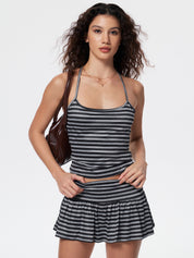 Sexy Backless Stripes Two Piece
