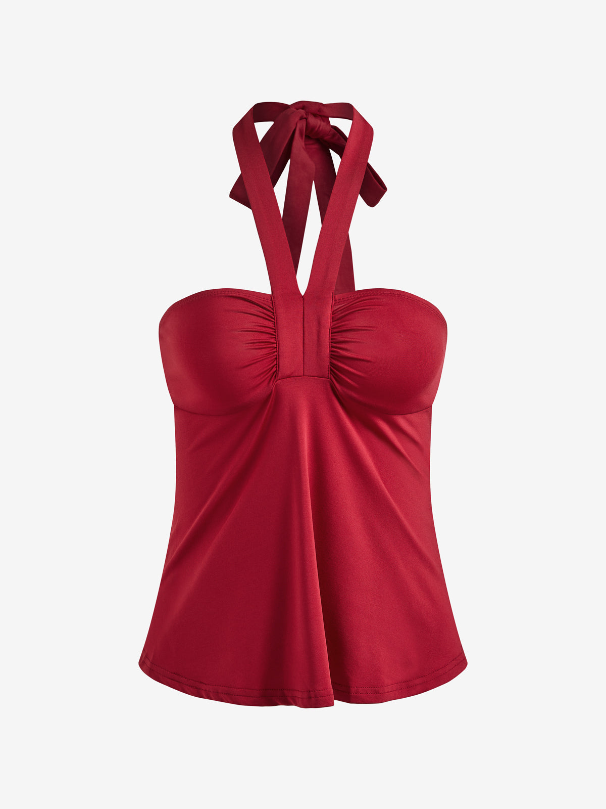 Lace-Up Pleated Bust Halter Vest