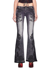 Vintage Botanical Print Flare Jeans