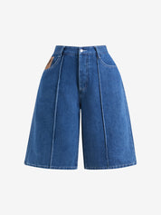 Alcatraz Star Embroidery Denim Shorts