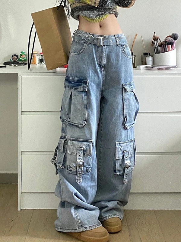 Vintage Multi-Pocket Cargo Jeans