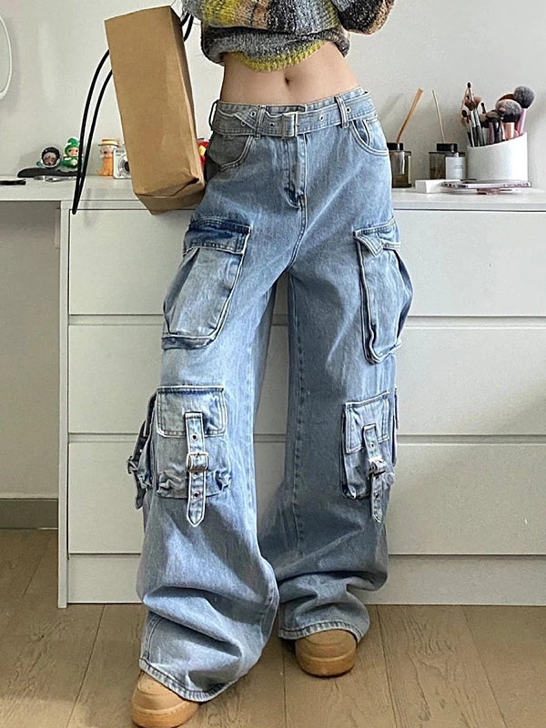 Vintage Multi-Pocket Cargo Jeans