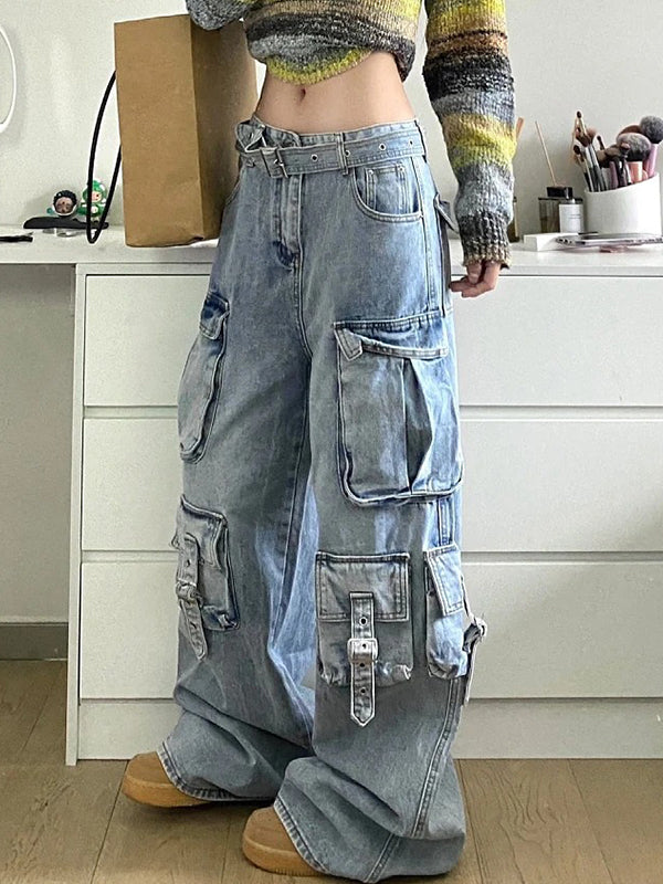 Vintage Multi-Pocket Cargo Jeans
