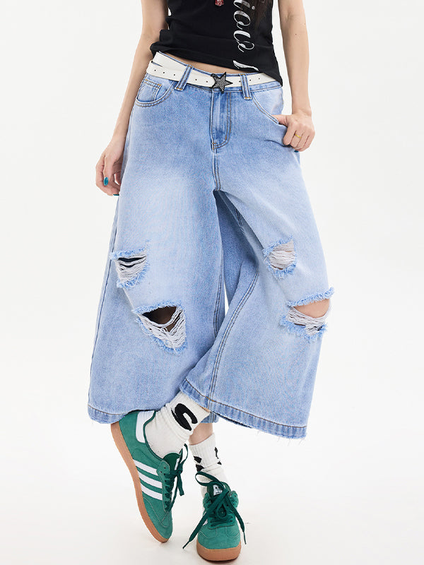 Vintage Hipster Ripped Denim Shorts
