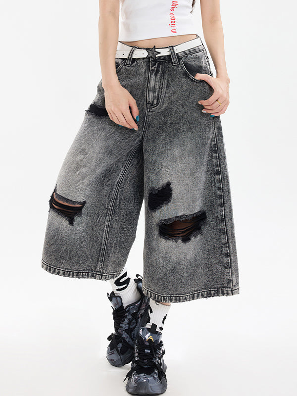 Vintage Hipster Ripped Denim Shorts
