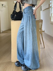 Straight Stripe Wide Leg Boyfriend Jeans